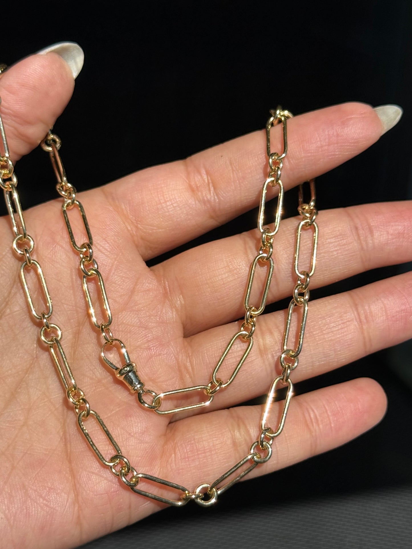 Vintage 14k yellow gold Trombone Watch chain