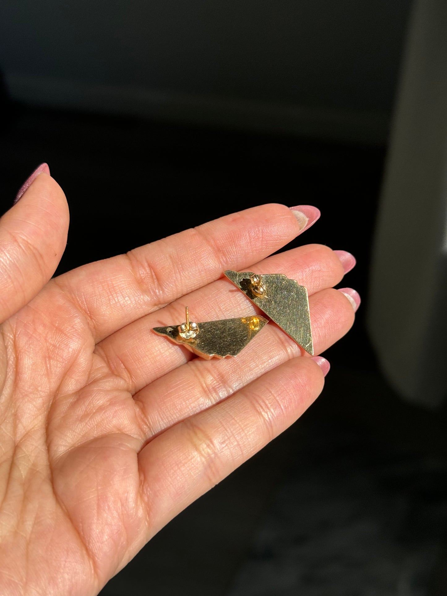 14k triangle earrings