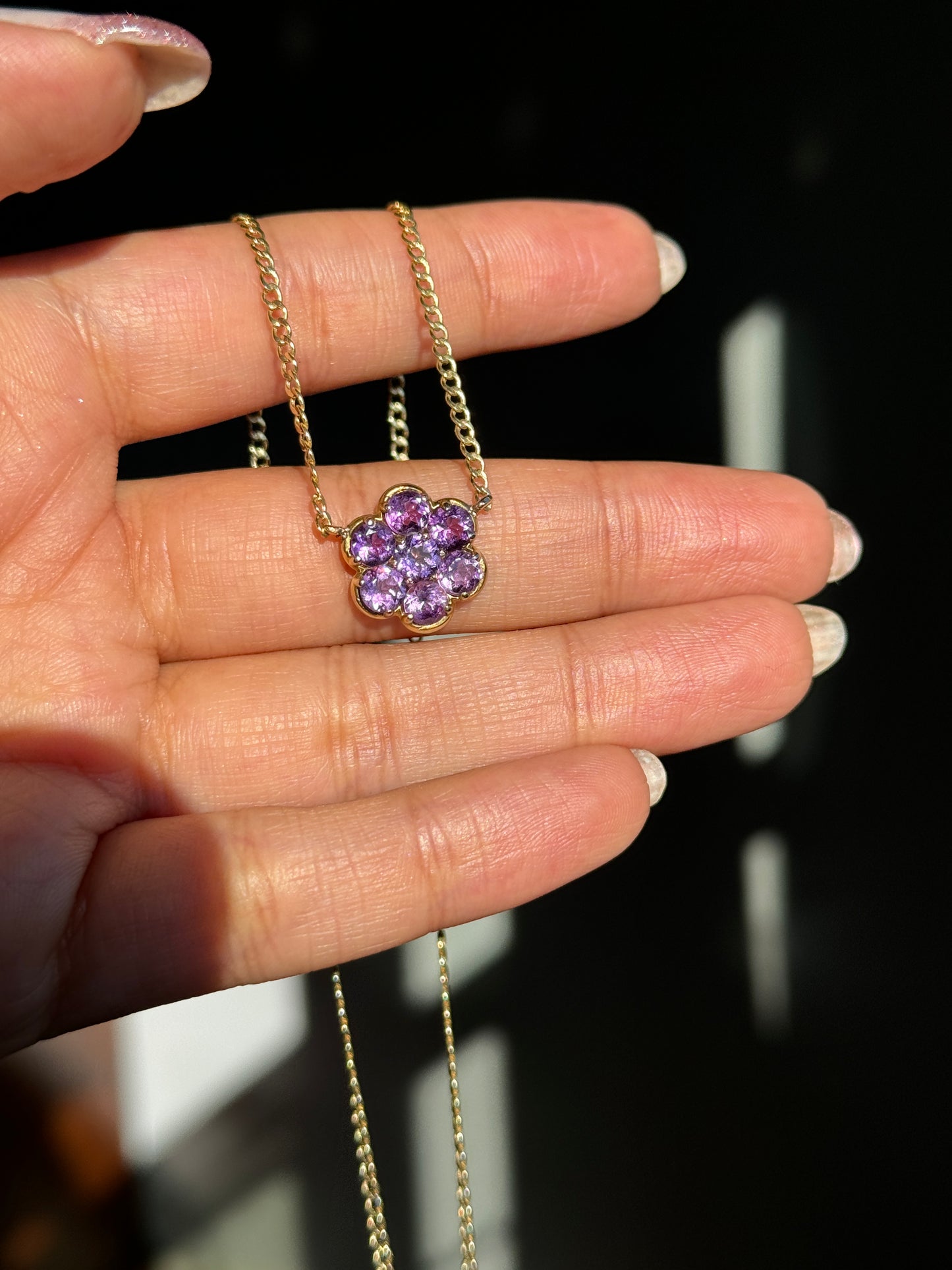14k Amethyst Flower necklace