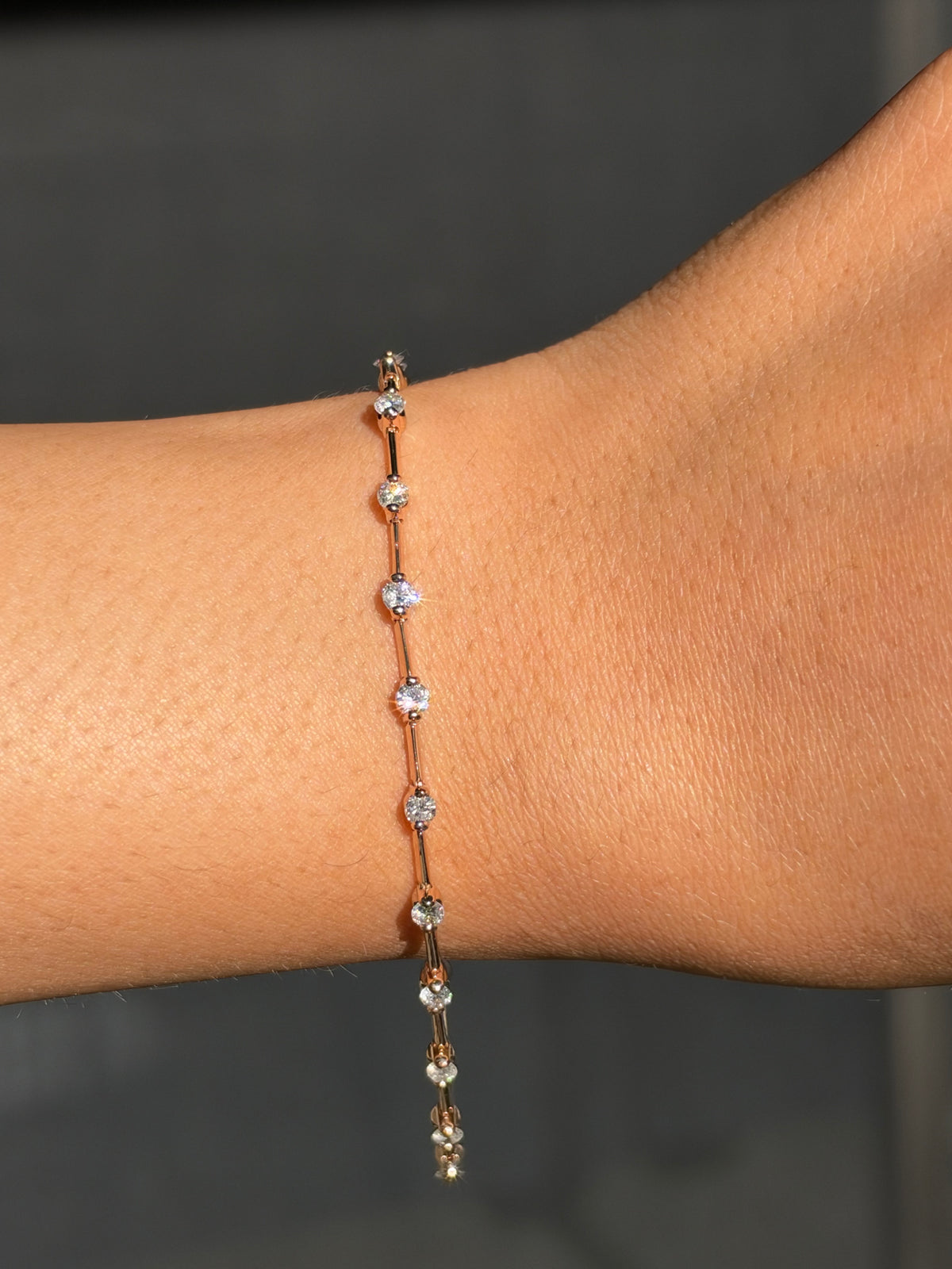 18k Rose Gold 1.55ct tennis bracelet