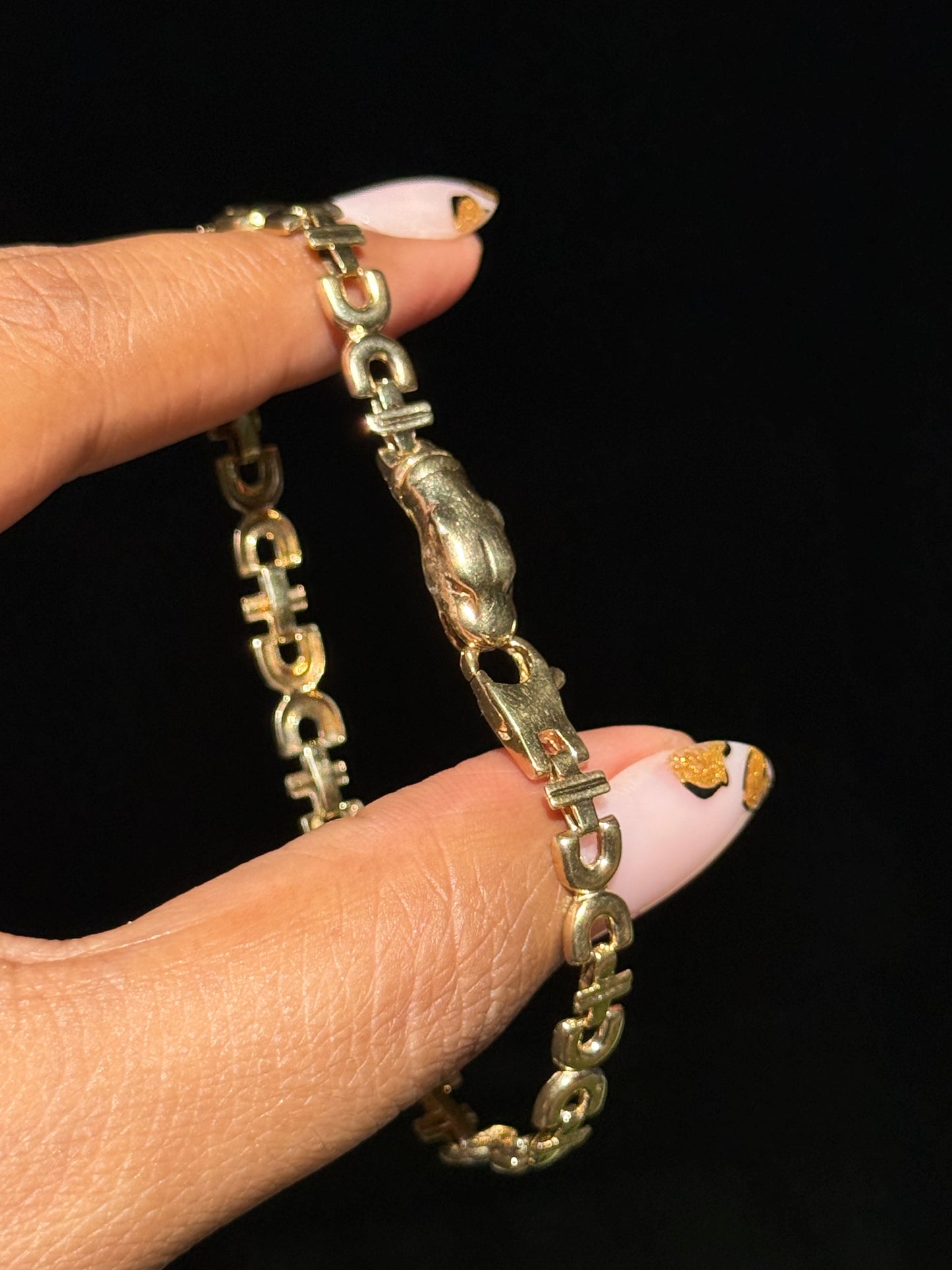 14k vintage panther U link bracelet