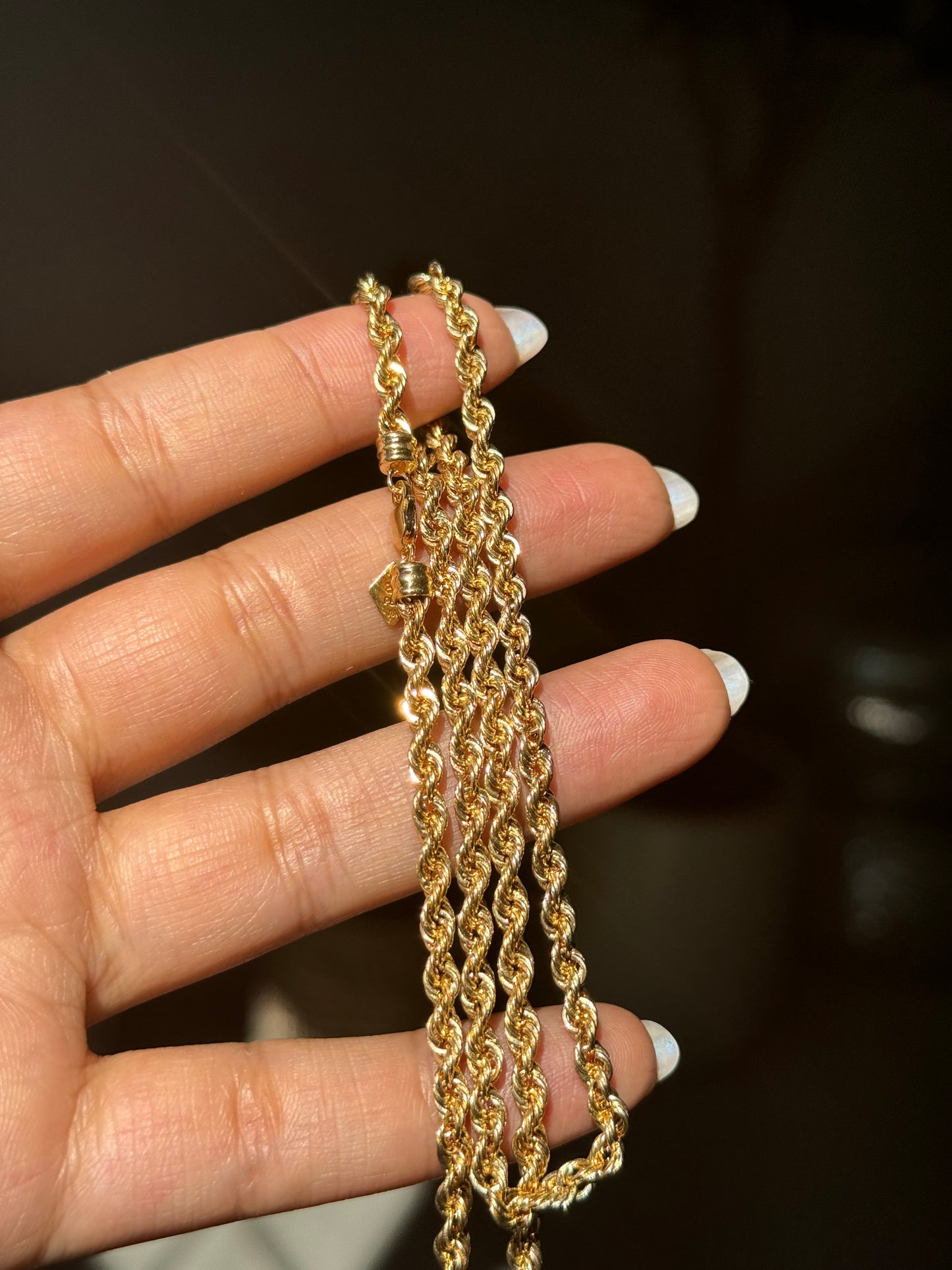 18k Classic Diamond cut Rope chain