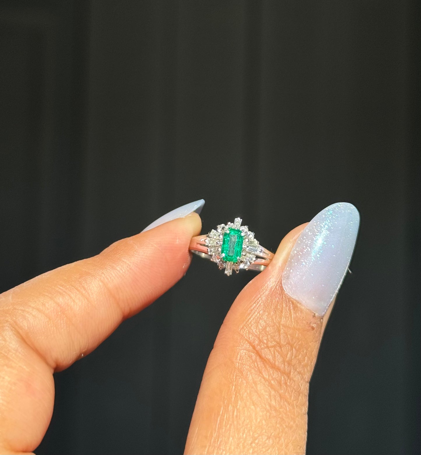 platinum Ballerina Colombian emerald and diamond Ring