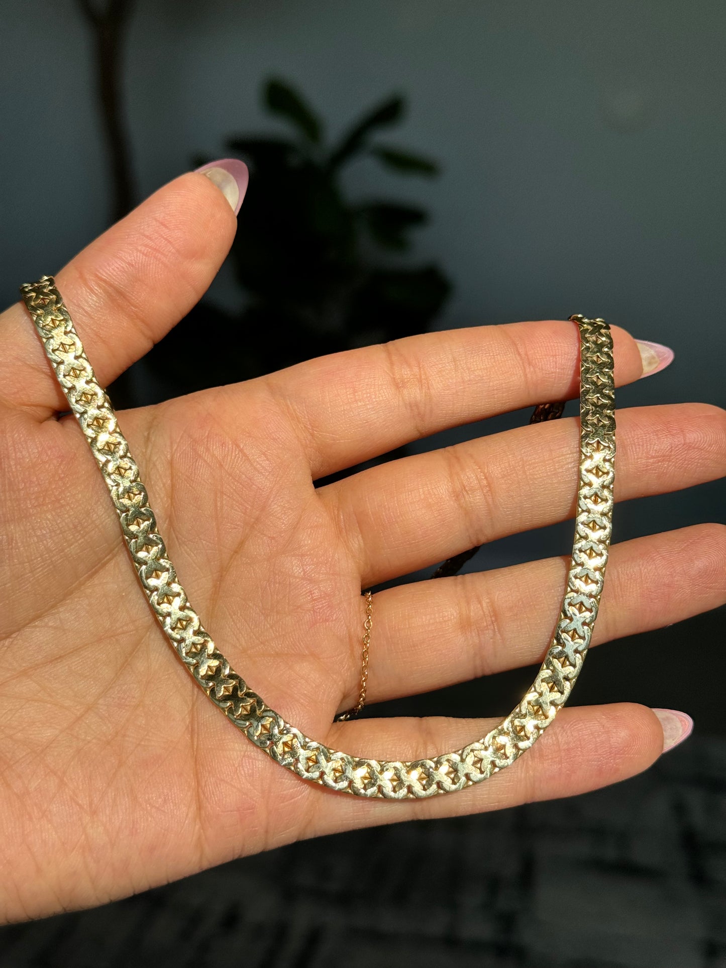 14k Solid double flat biker chain