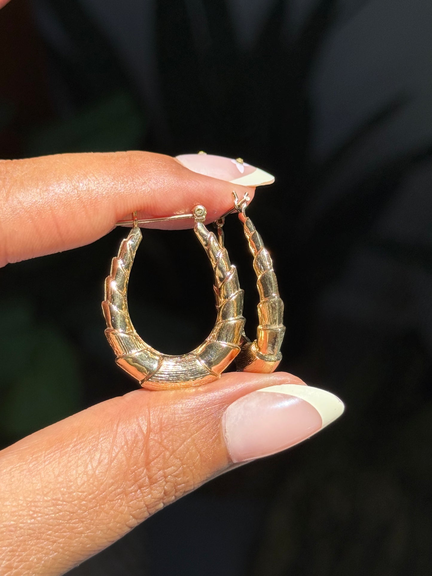 Vintage 14k oval hoop earrings