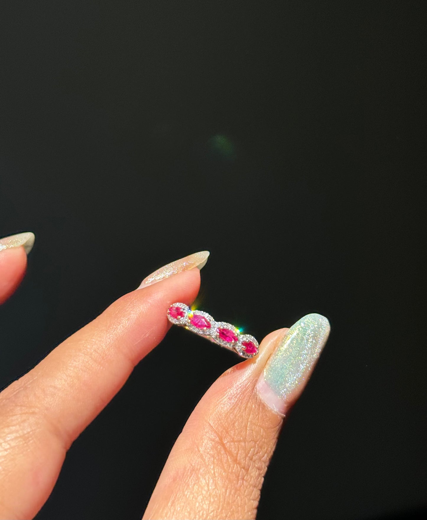 14k scalloped rubies and diamond band