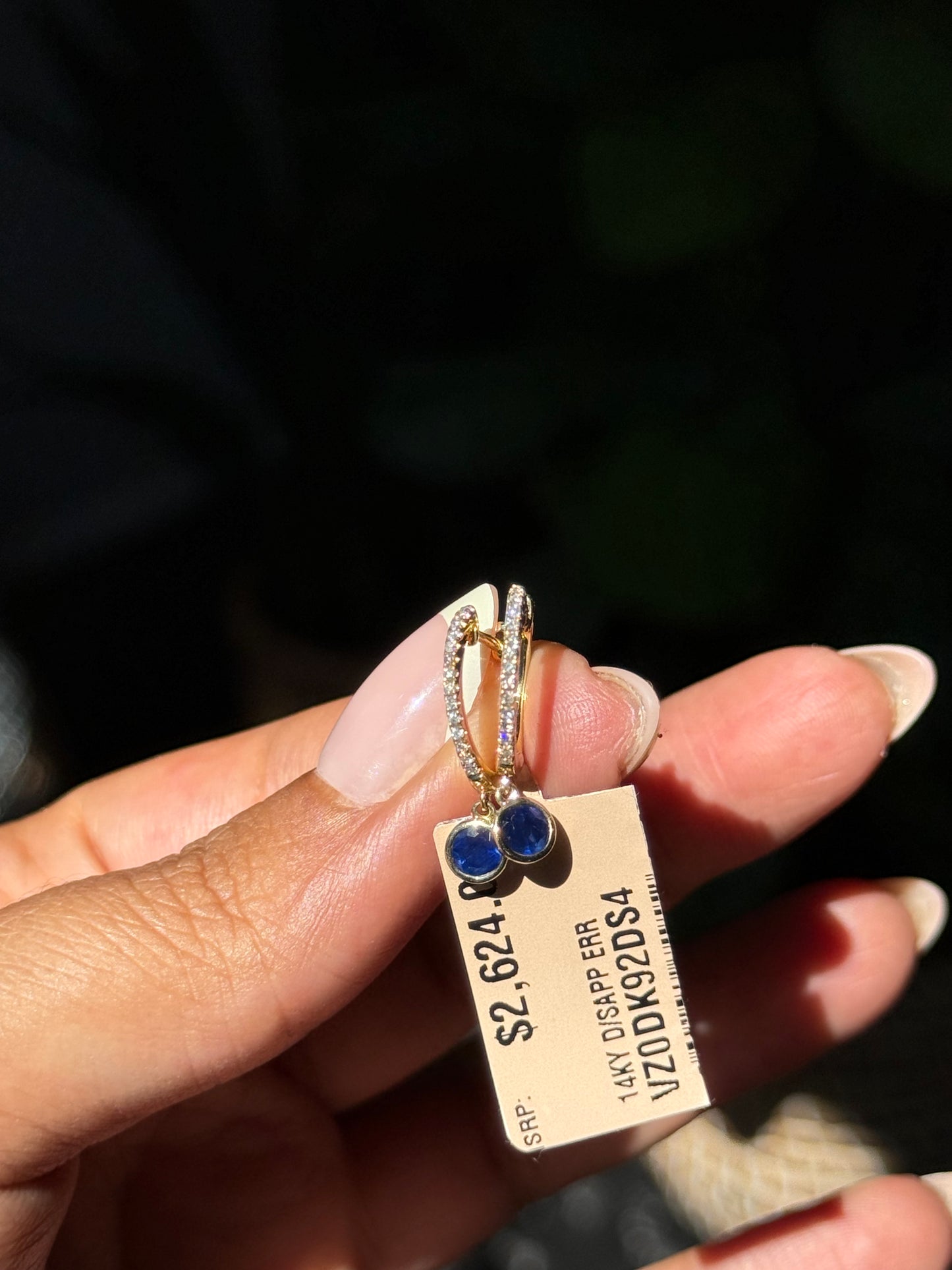 14k diamond and sapphire Huggies BY E F F Y 💙