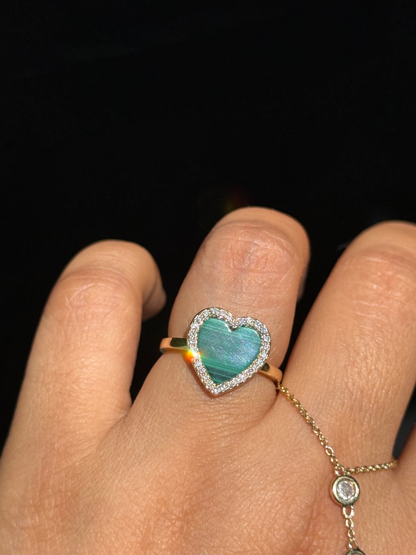 14k Malachite and Diamond Ring By EFFY