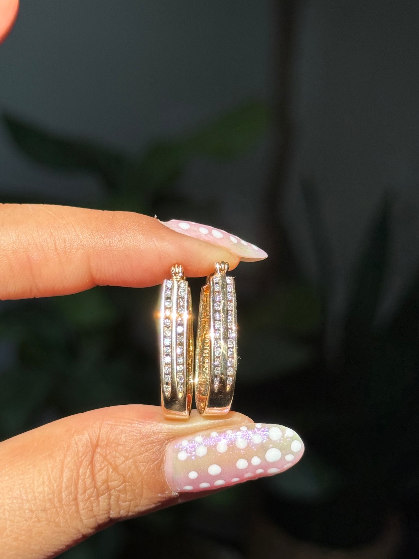 14k oval diamond hoop earrings,