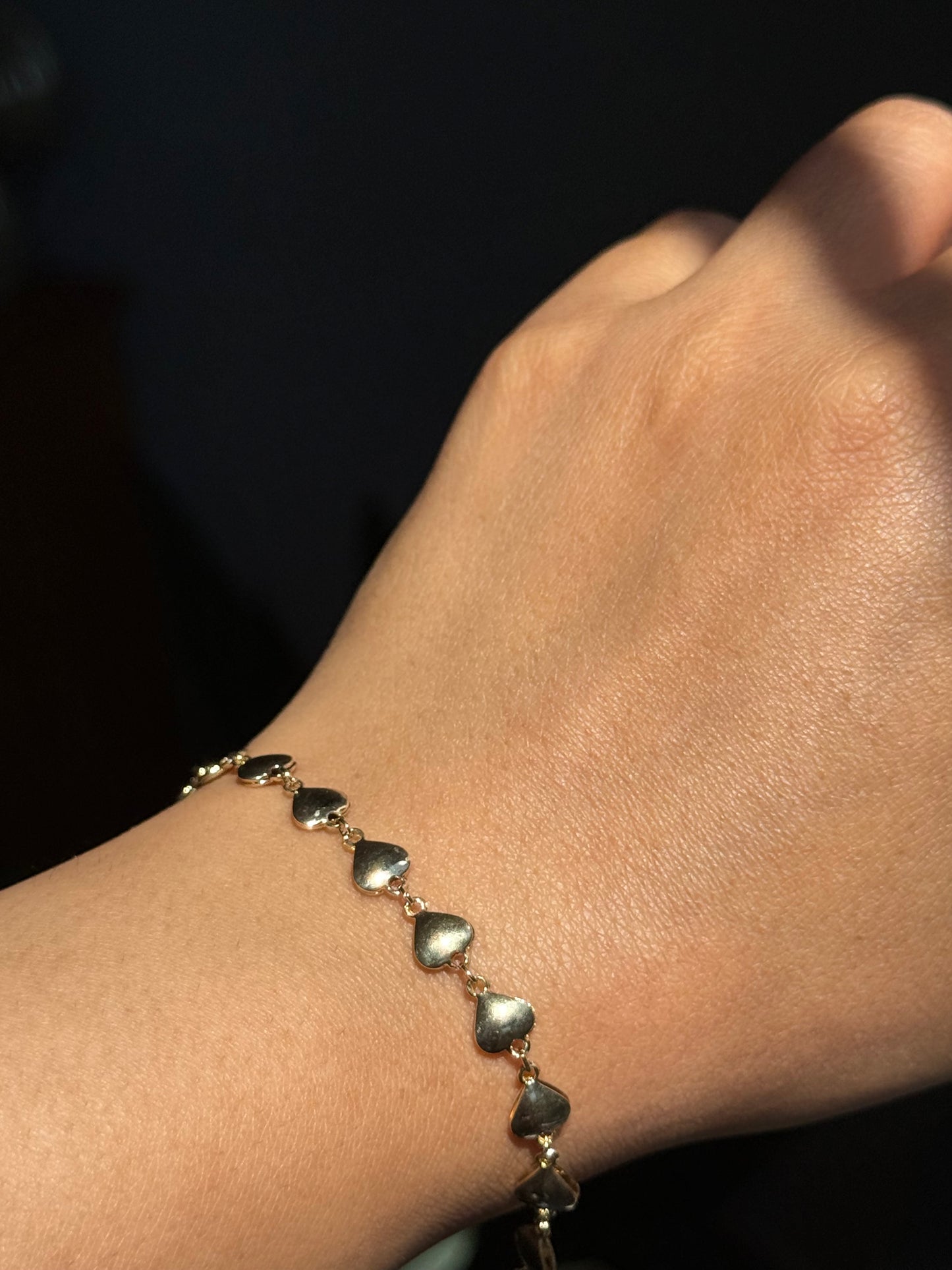 14k double sided heart bracelet