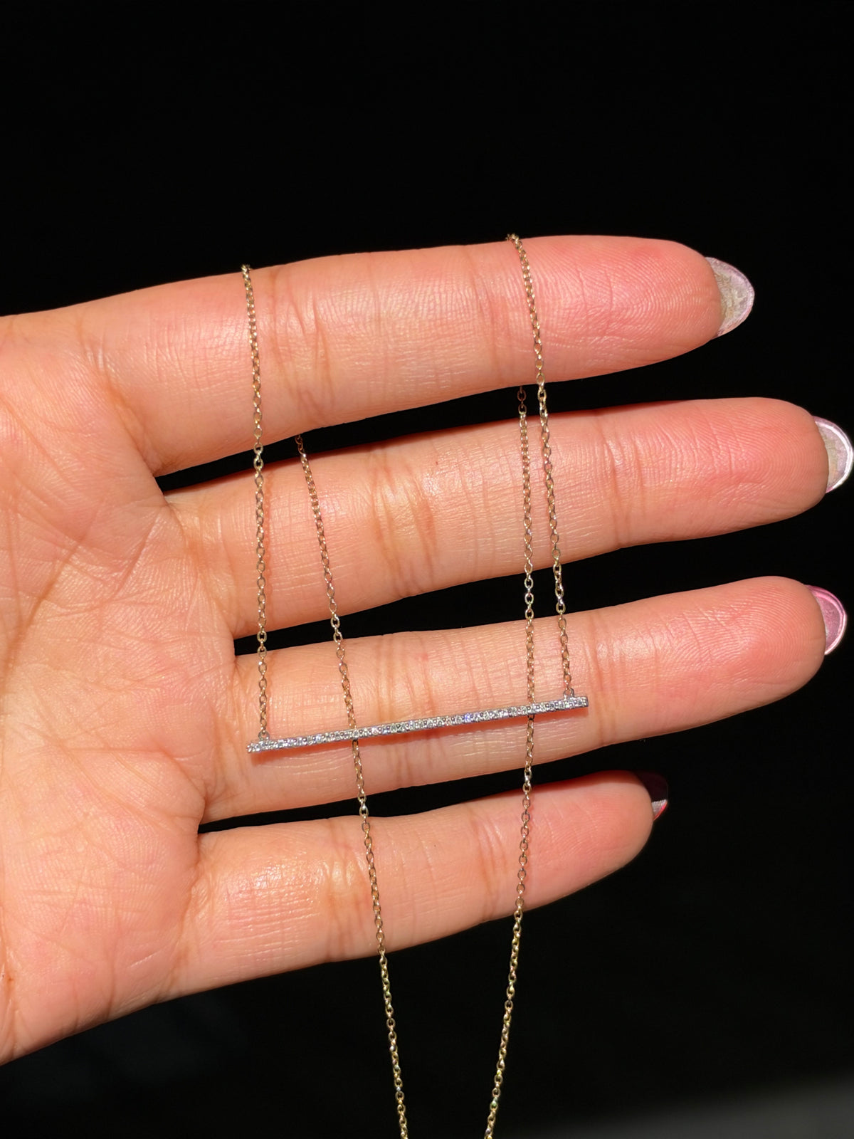 14k diamond bar necklace