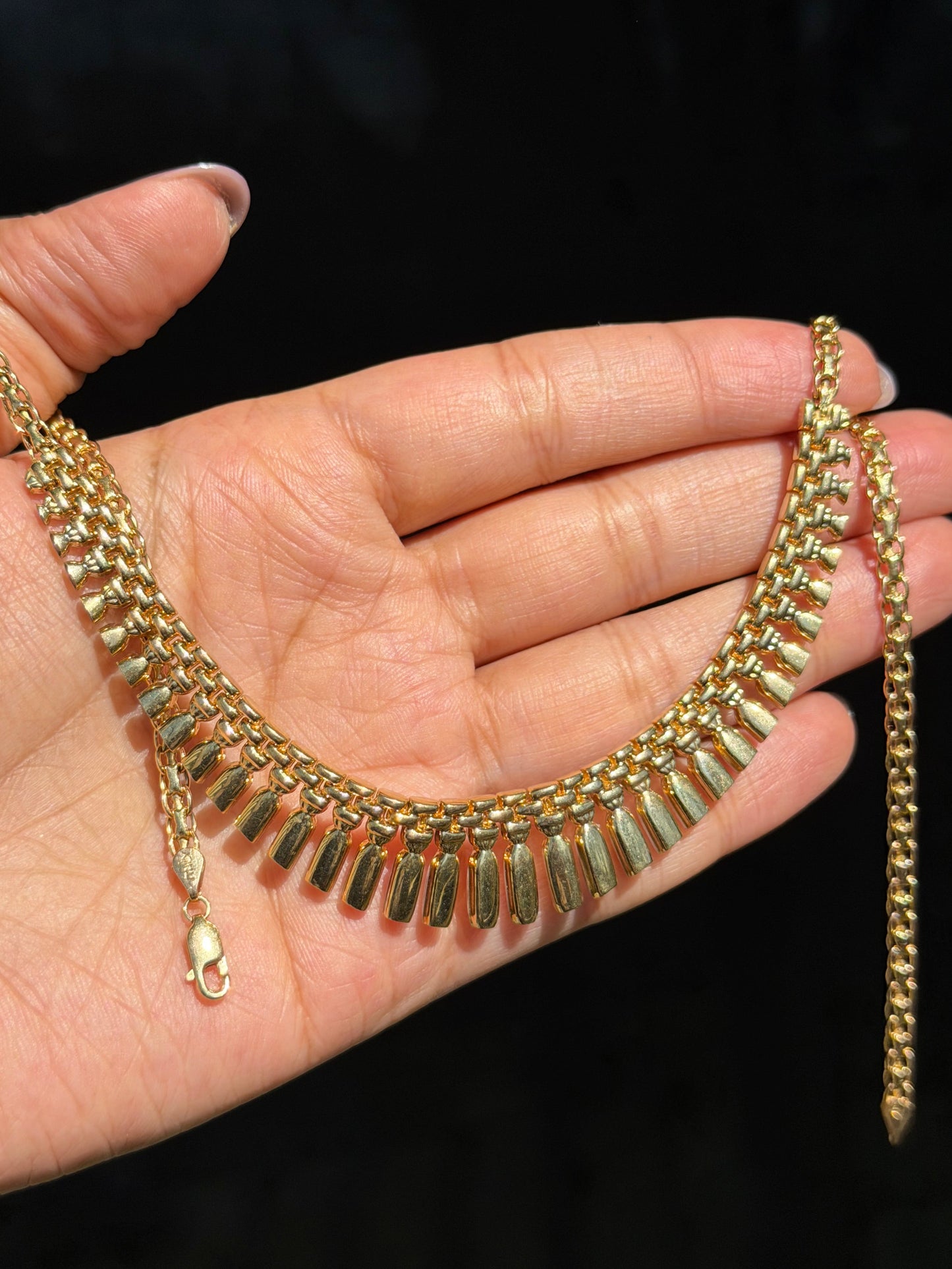 Vintage 14k  double sided Italian Cleopatra necklace