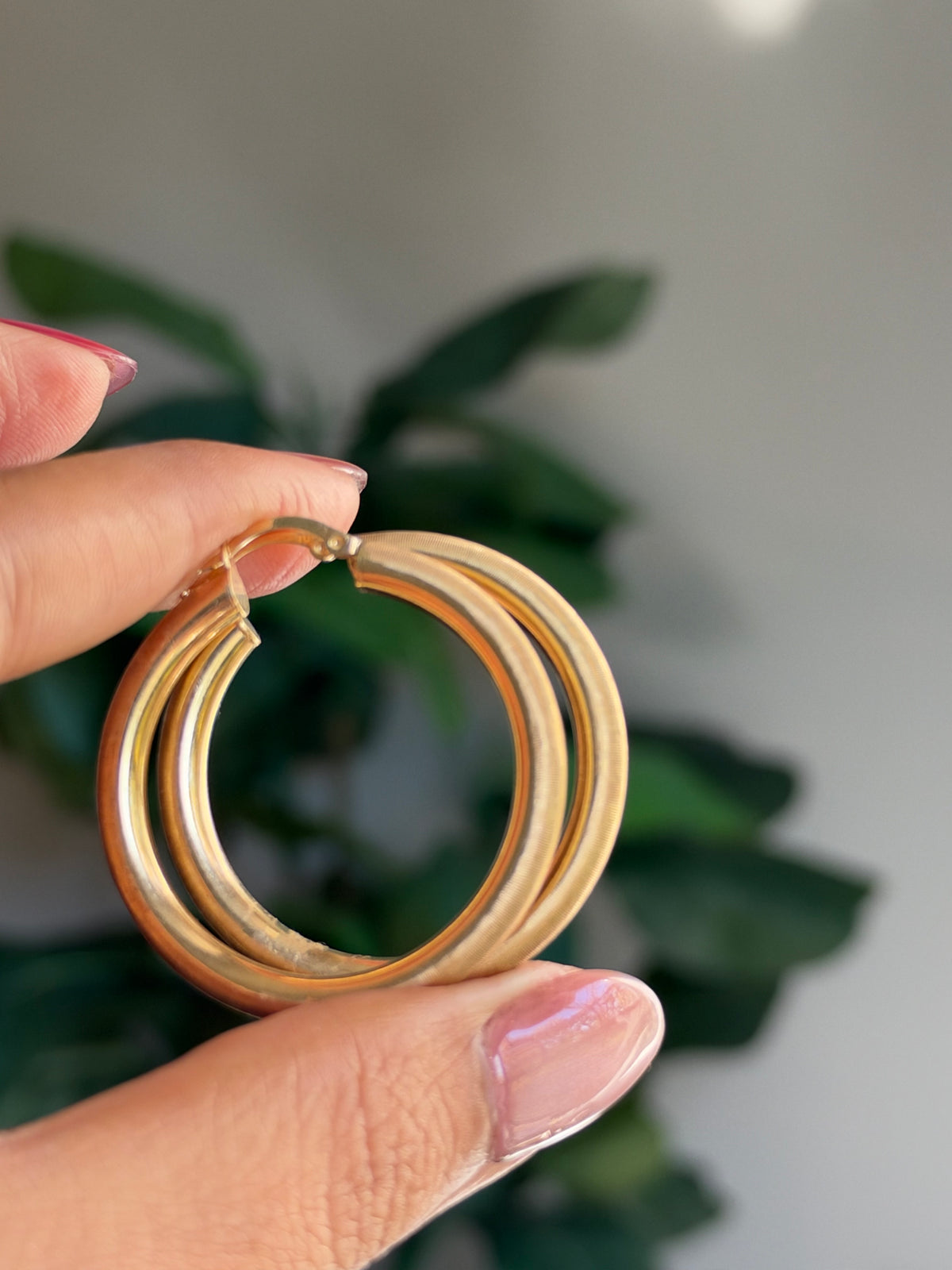 14k Large tube hoop earrings