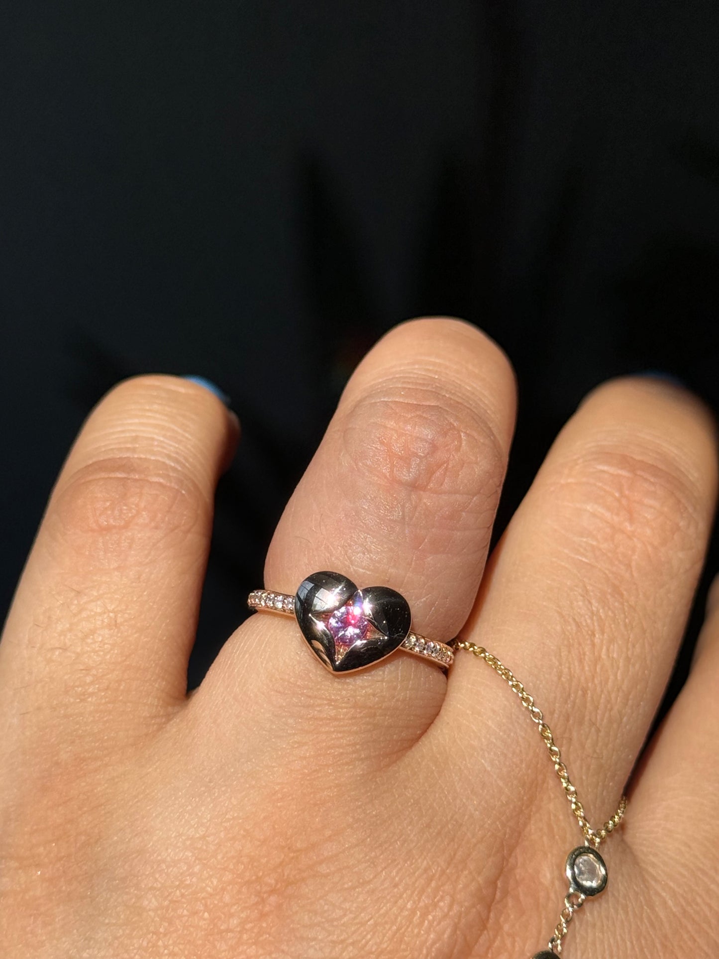 14k Rosey Gold Star set pink sapphire
Heart