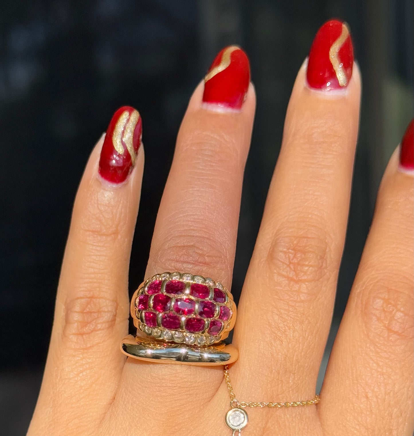 18k Chunky Mega Rubies and diamonds Ring