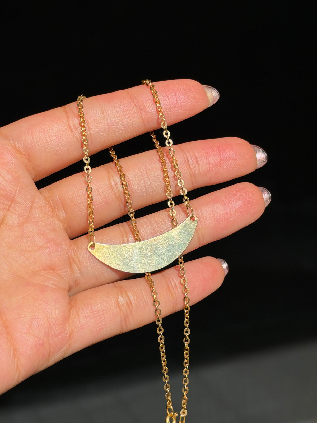 18k crescent ID necklace