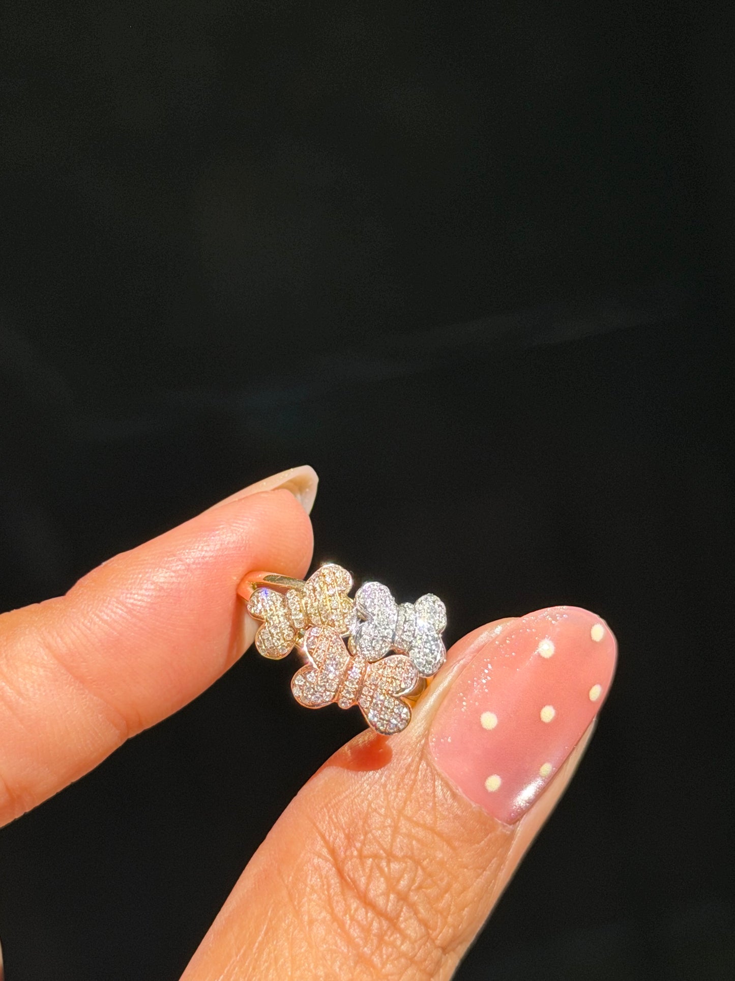 14k three butterflies ring