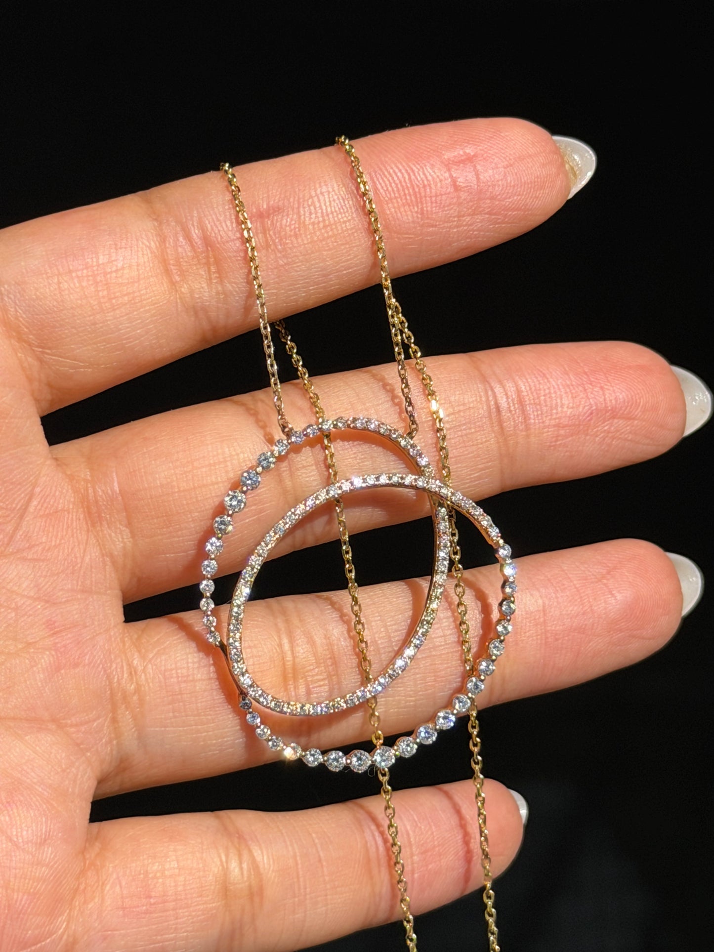 14k 1.50ct diamond interlocking double oval necklace 💎