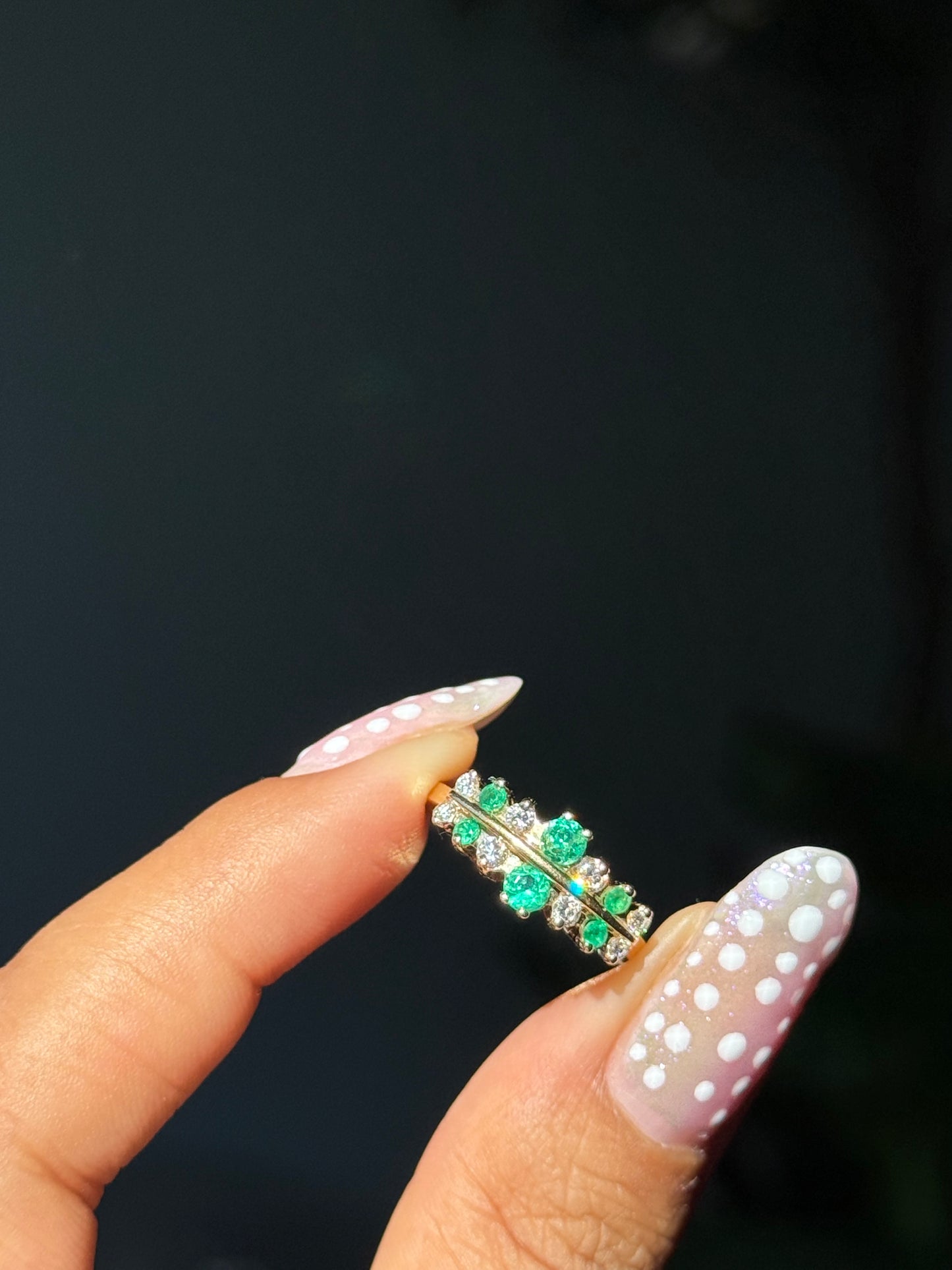 14k emeralds and diamonds Ring