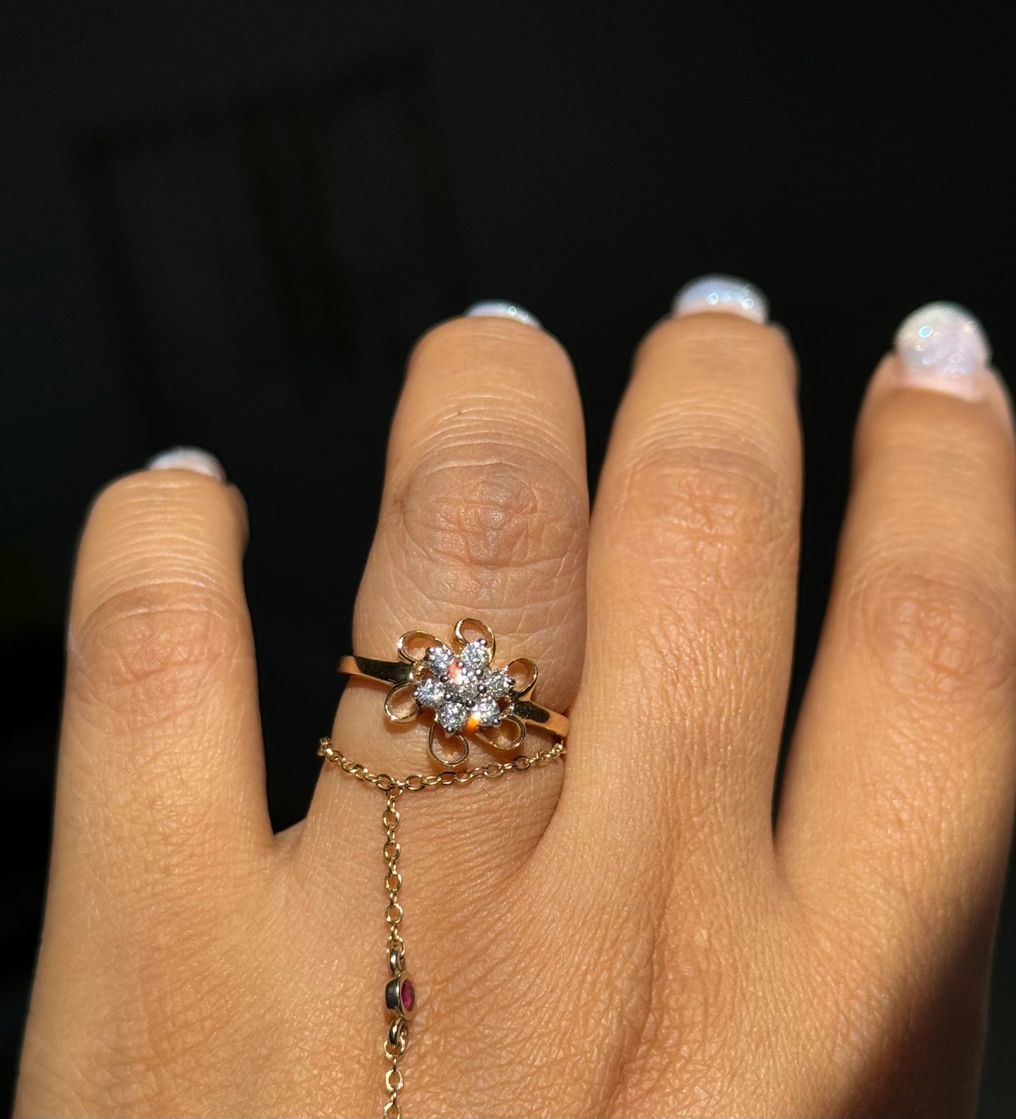 14k diamond Flower cluster Ring