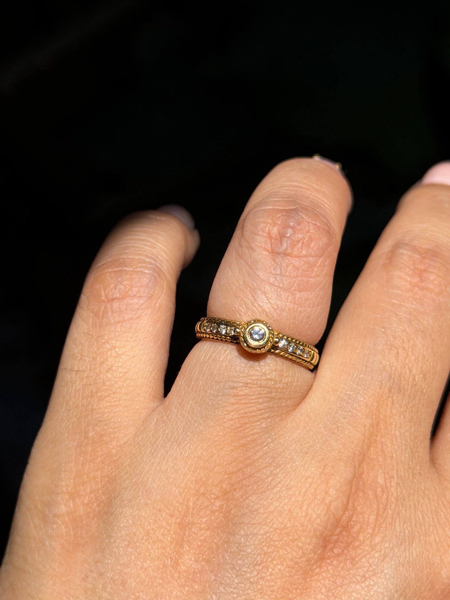 18k textured diamond eternity ring