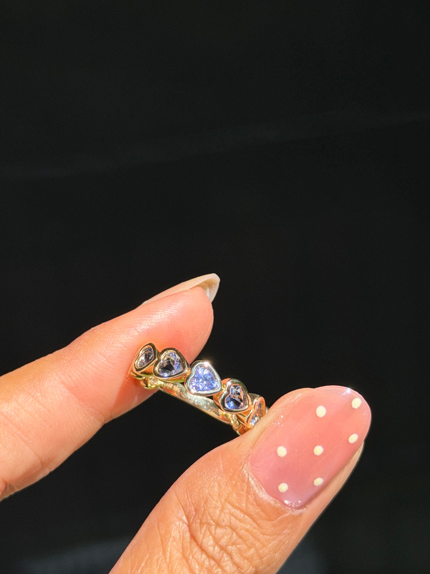 14k lavender iolite heart
band