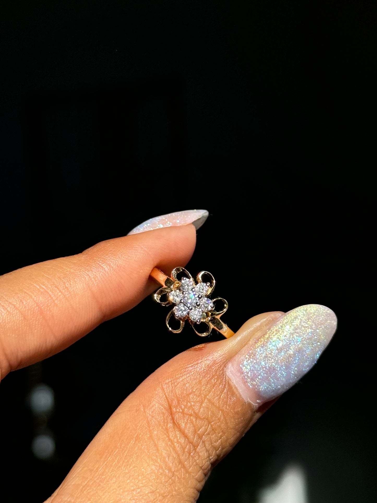 14k diamond Flower cluster Ring