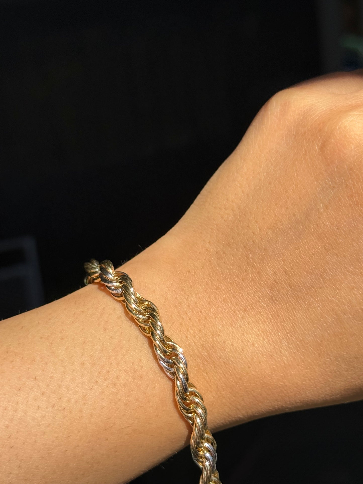 14k two tone chunky rope
link bracelet