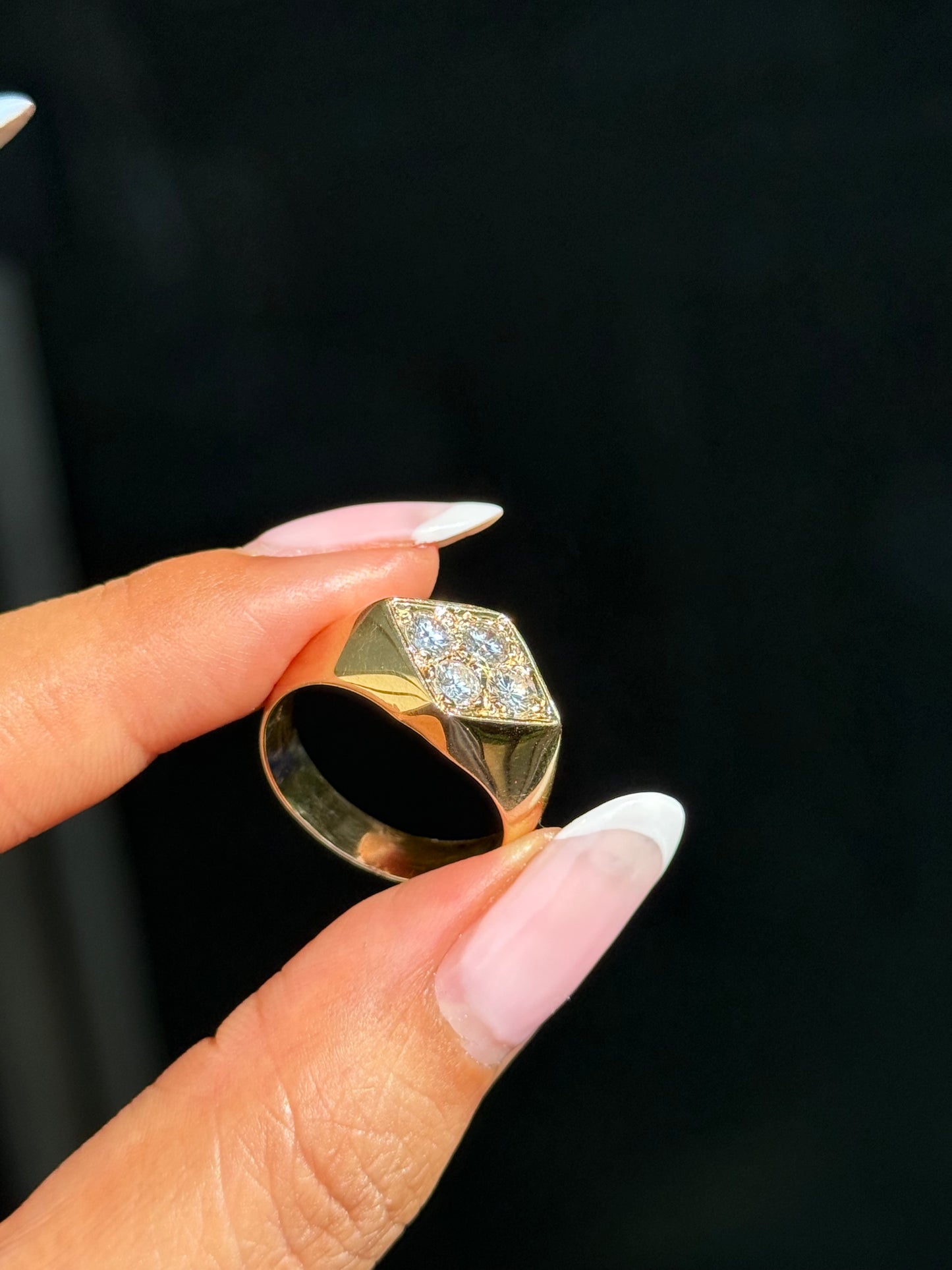 Chunky Geometric 14k diamond ring