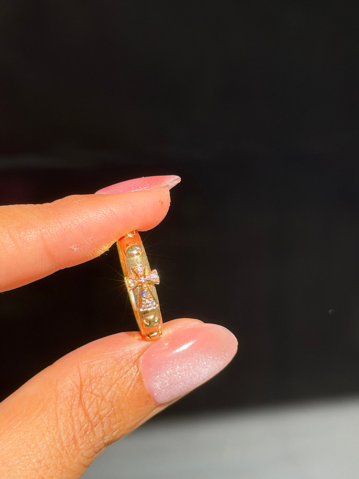 14k Diamond Rosary eternity Ring