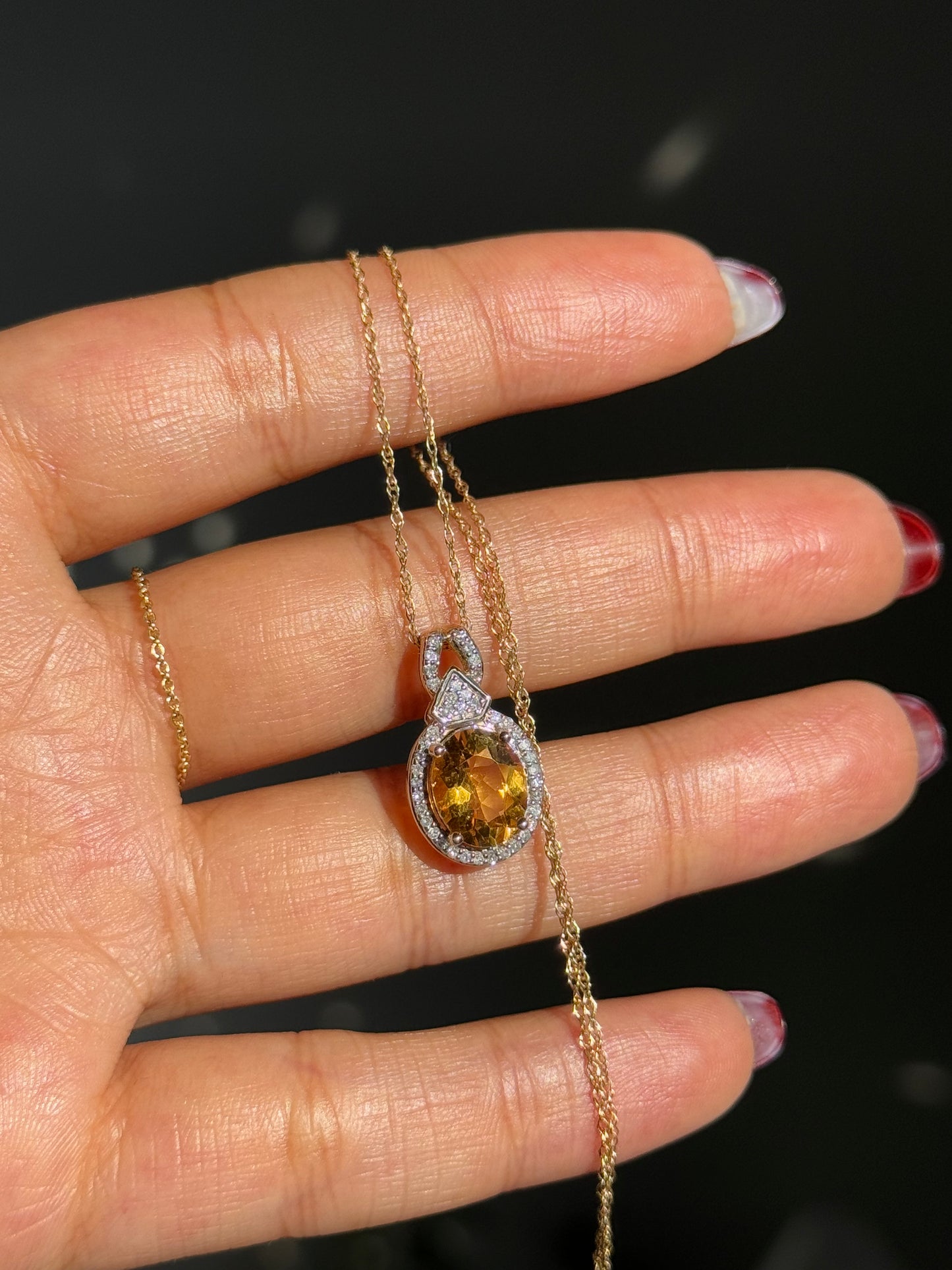 14k citrine and diamond necklace