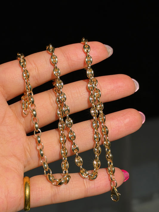 18k yellow gold puffy mariner chain