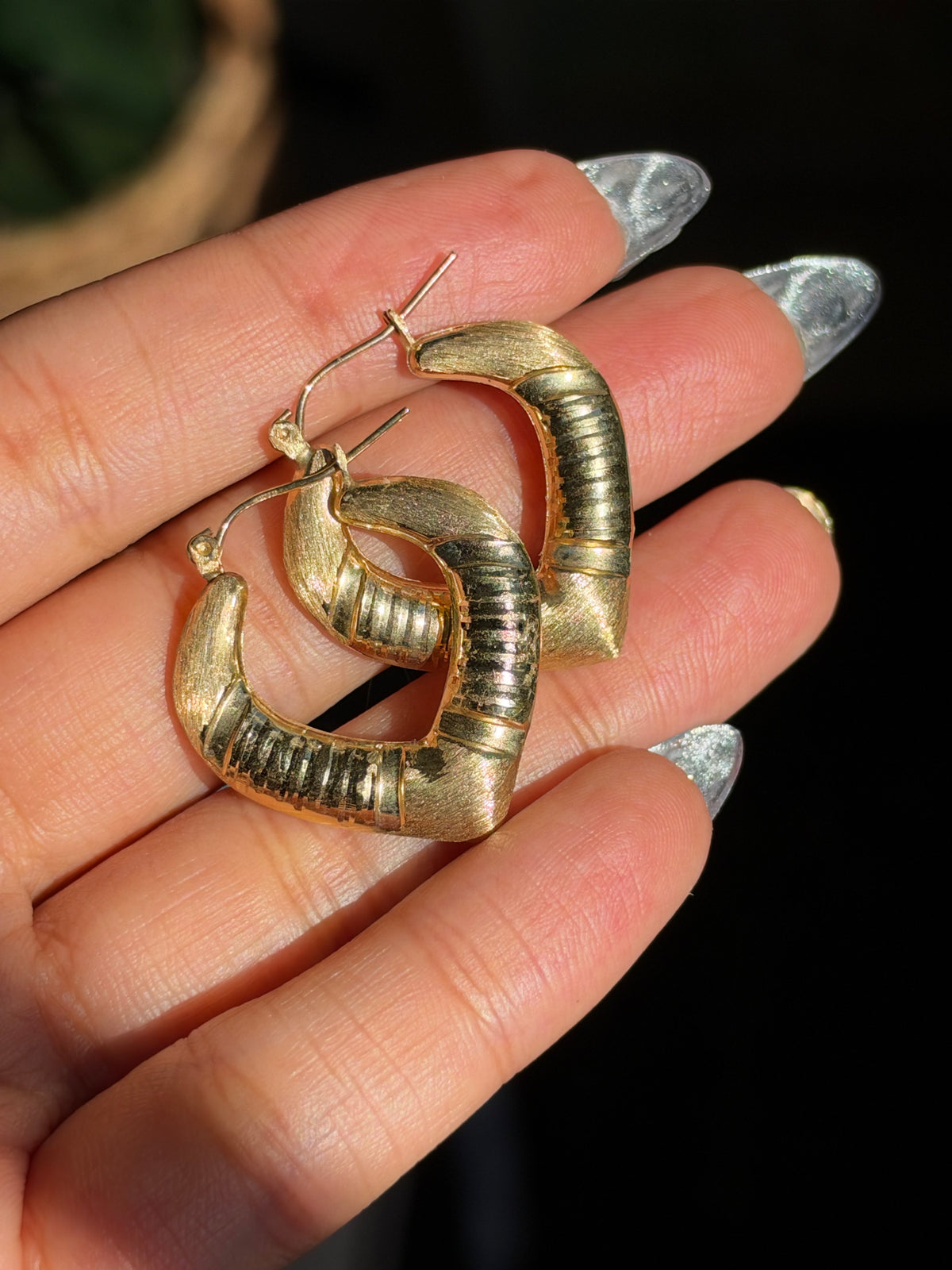 14k heart hoop earrings