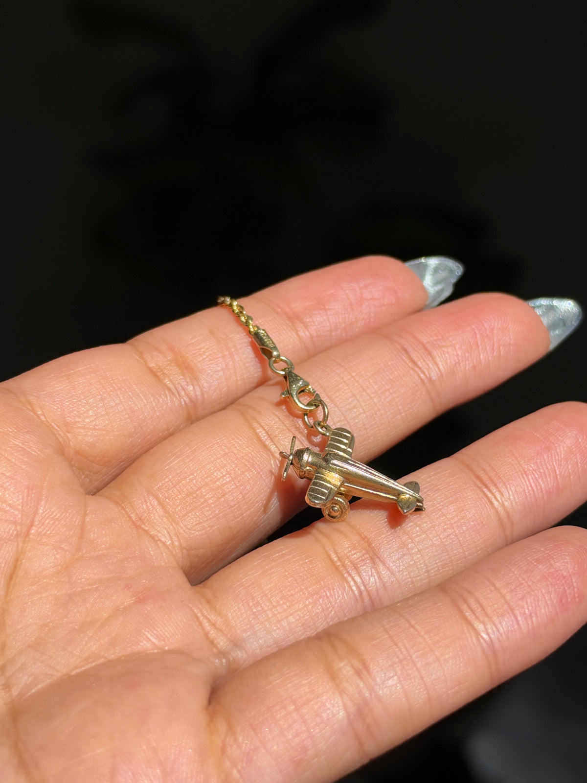 14k 3D single engine airplane charm