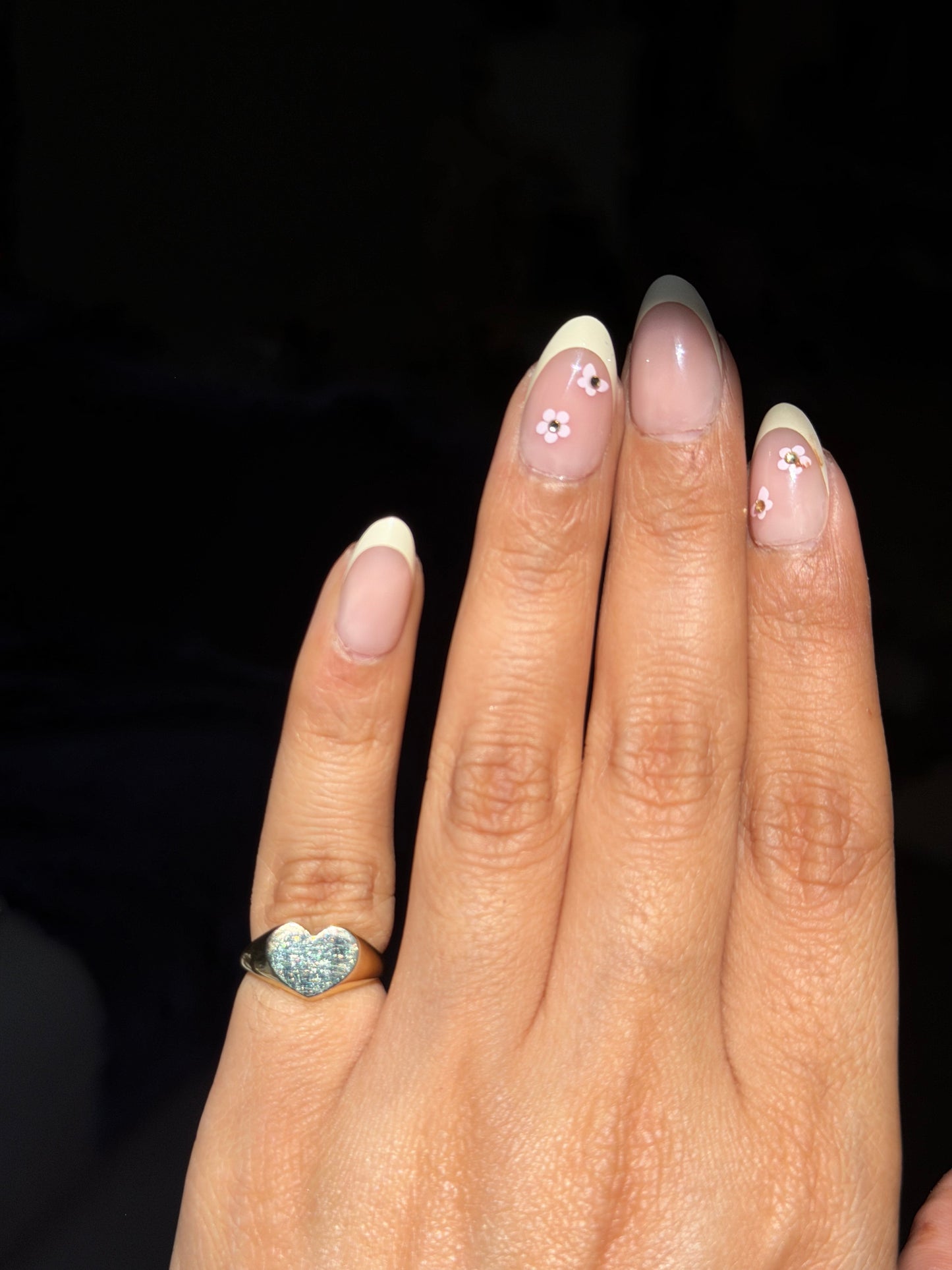 14k heart signet ring
