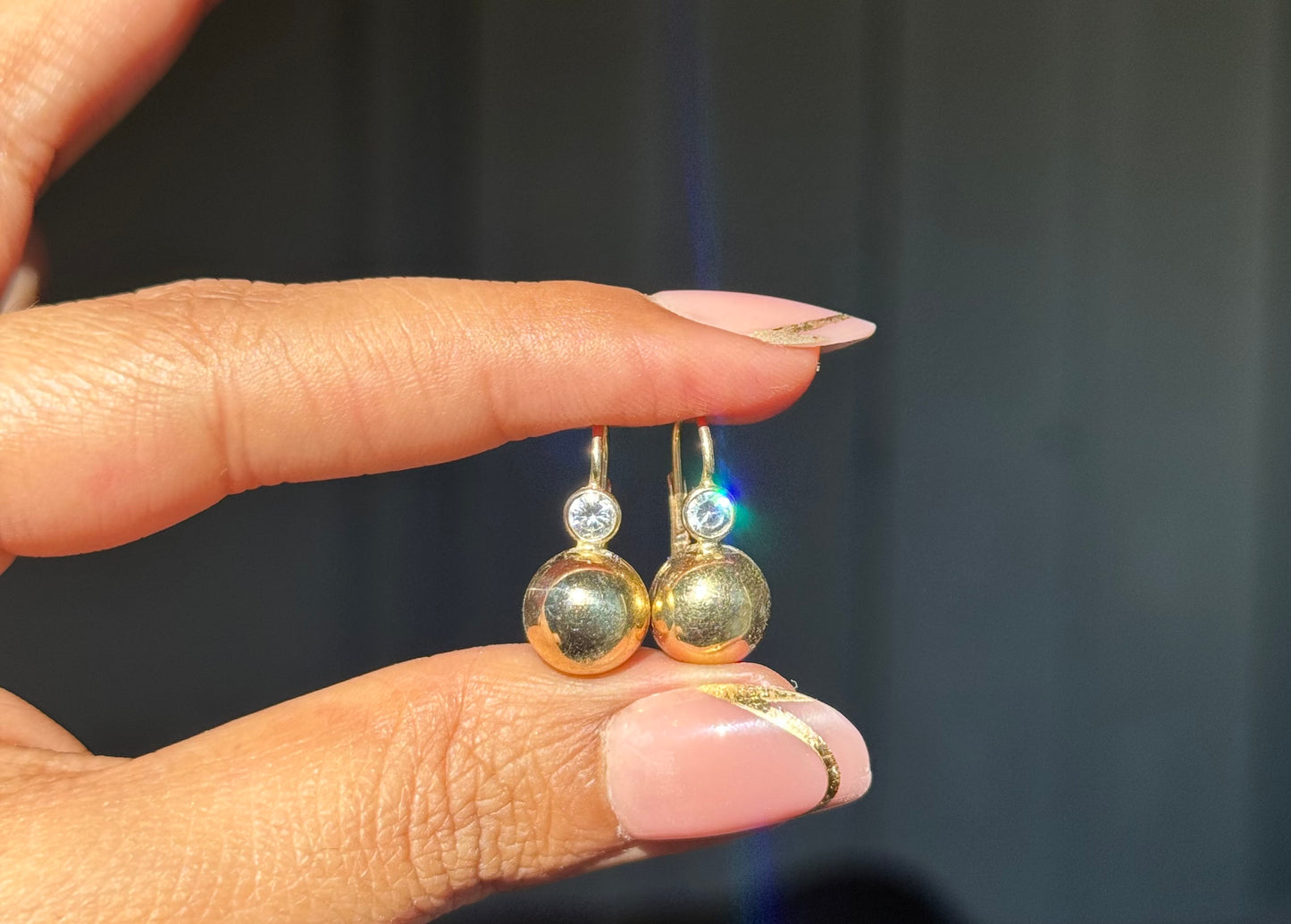 14k Italian cz Ball earrings