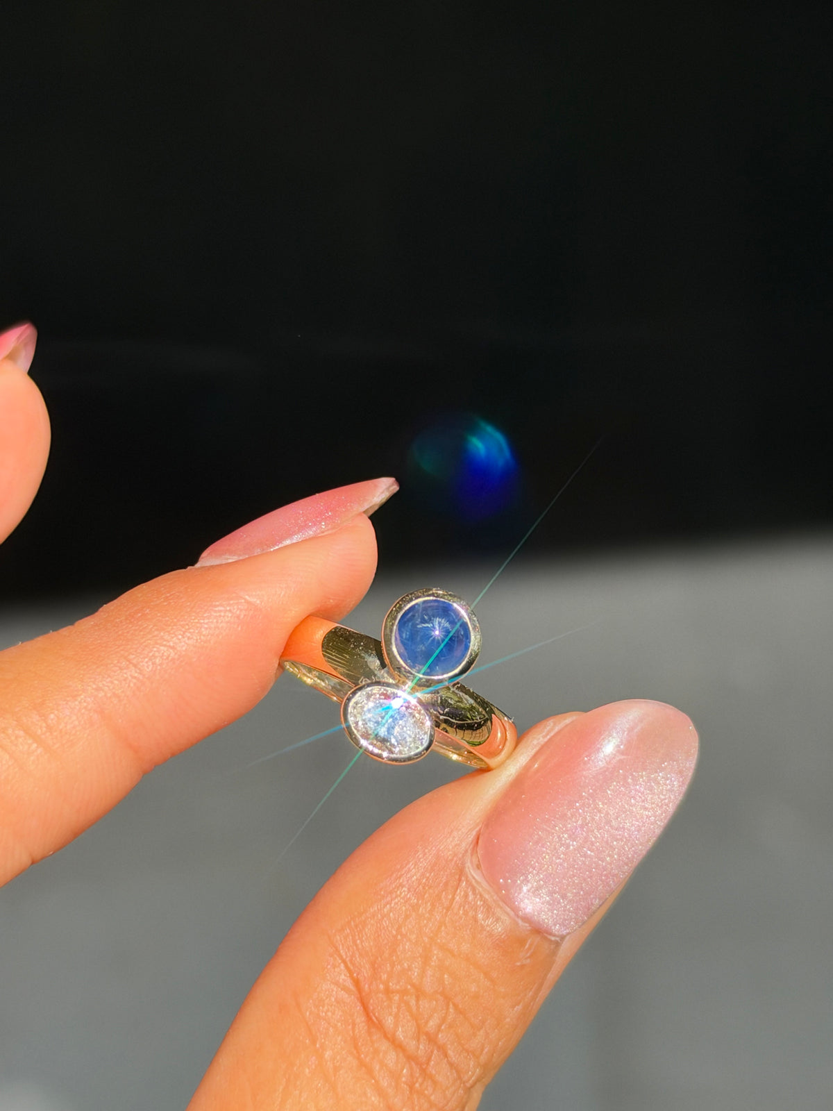 14k Sapphire and diamond ring