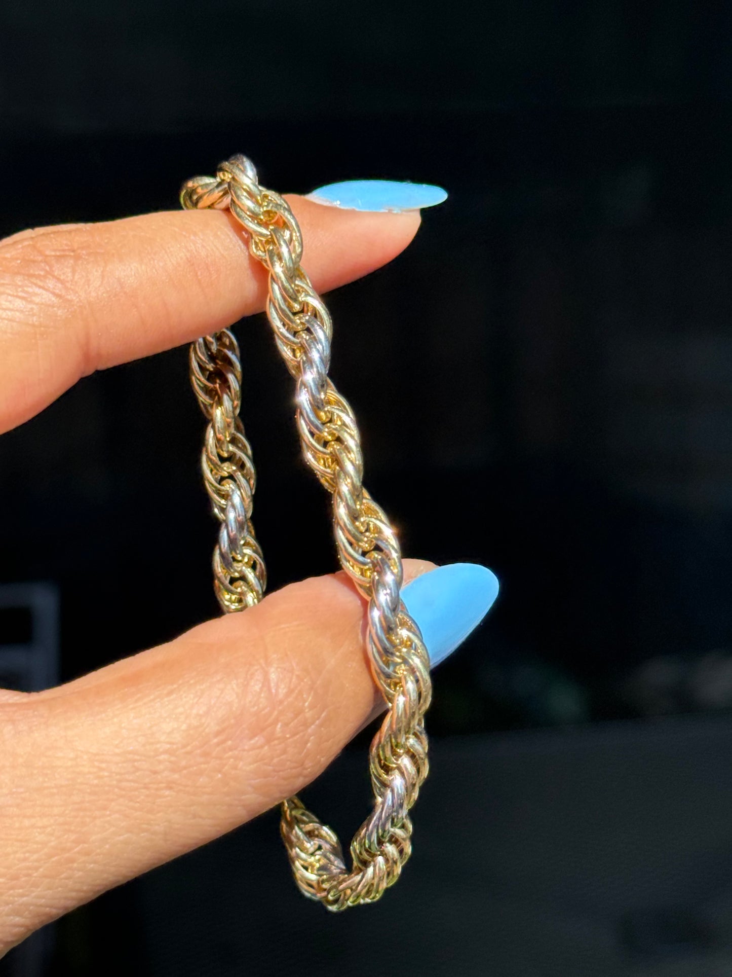 14k two tone chunky rope
link bracelet