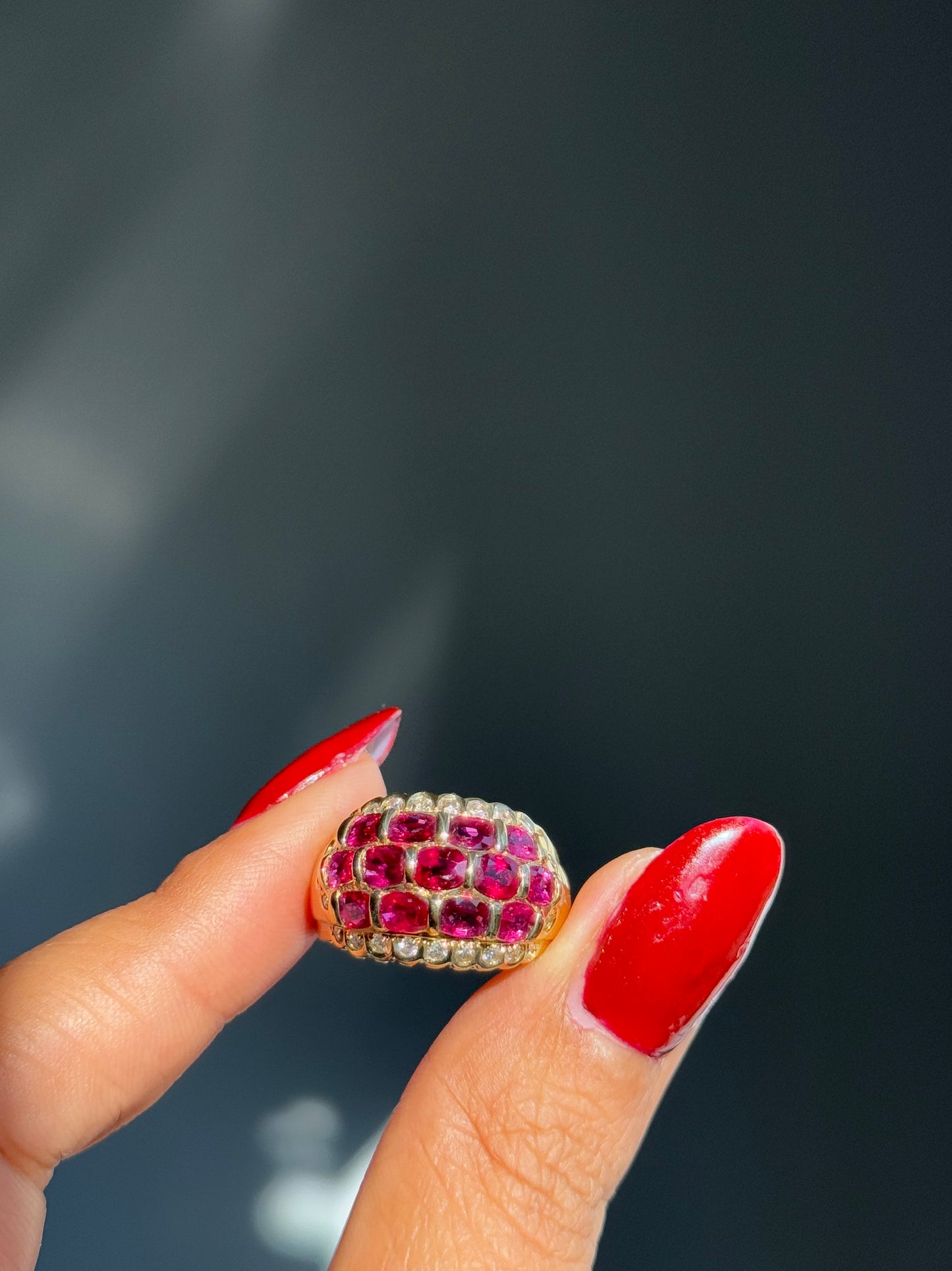 18k Chunky Mega Rubies and diamonds Ring