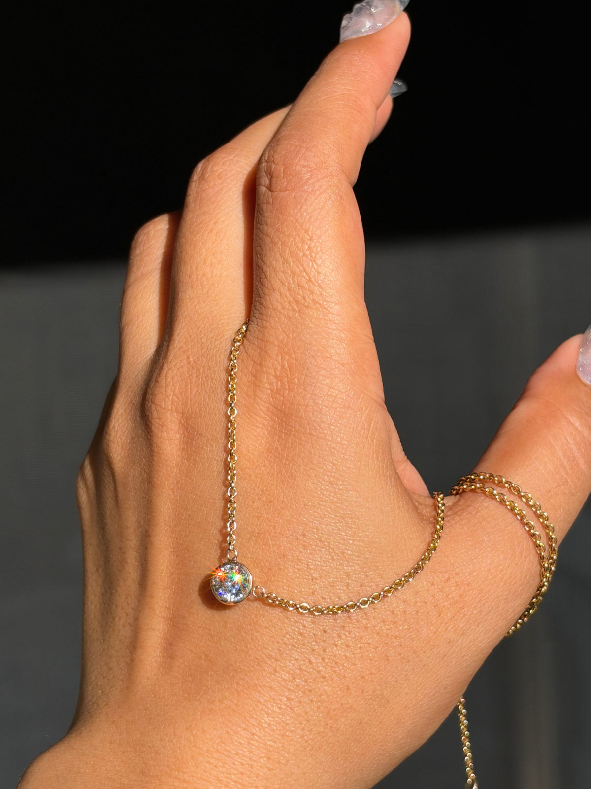 14k 1.5ct moissanite solitaire necklace