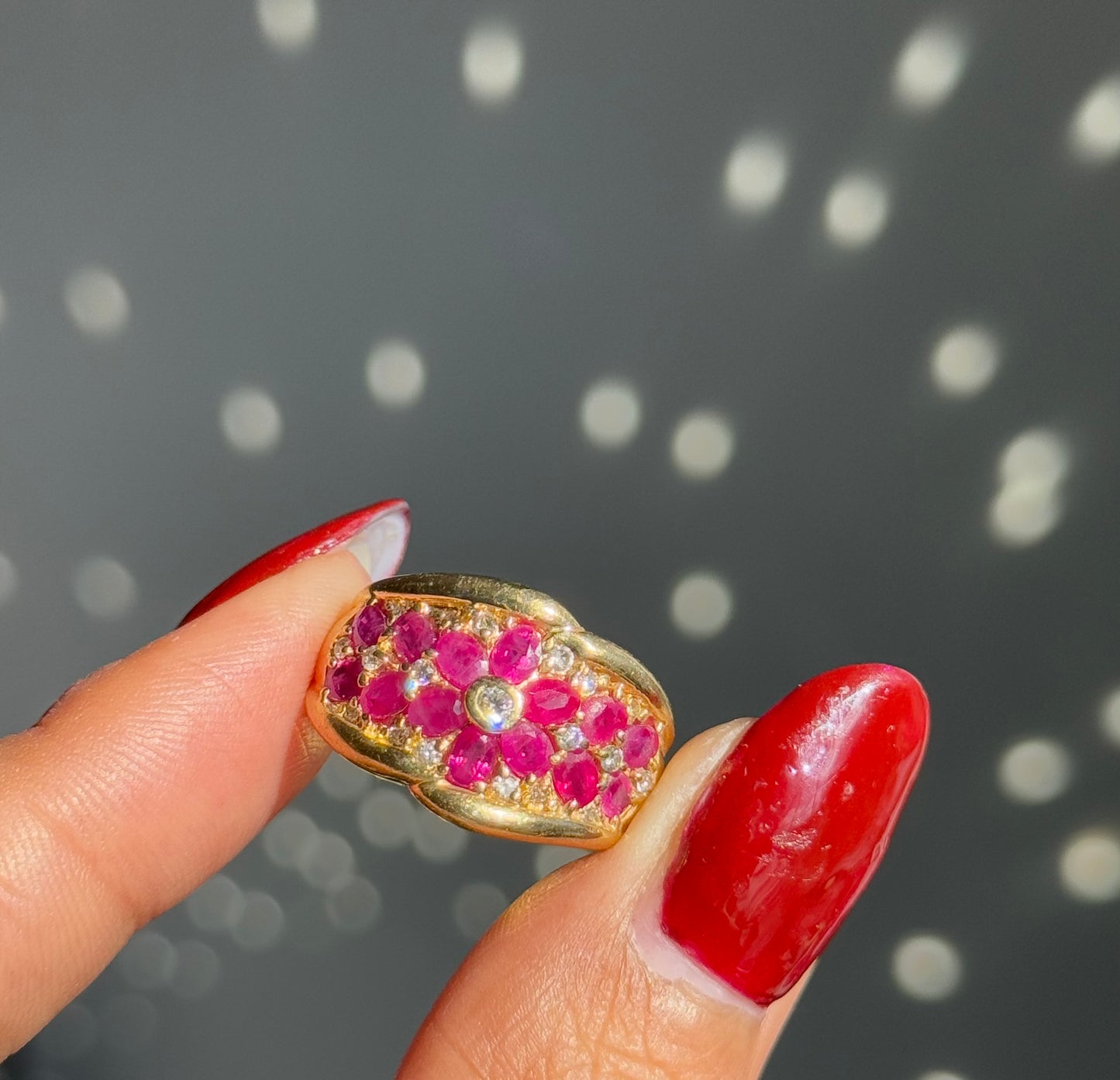 18k rubies and diamonds Chunky wide ring