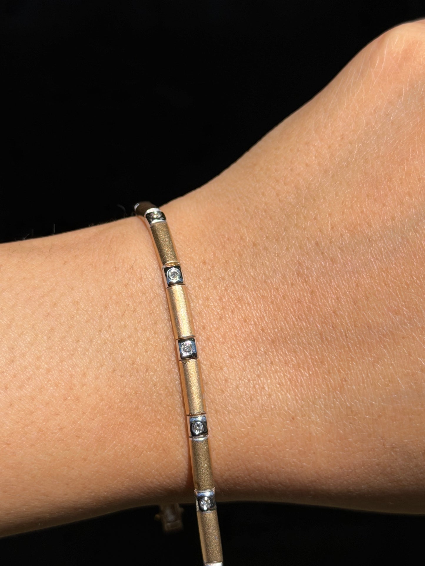 14k diamond bar link bracelet