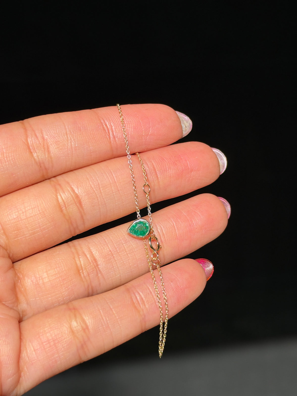 14k emerald pear bracelet