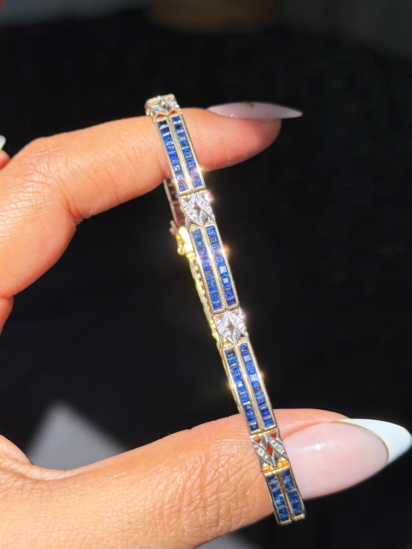 14k yellow gold Vintage sapphire and diamond bracelet ✨💙