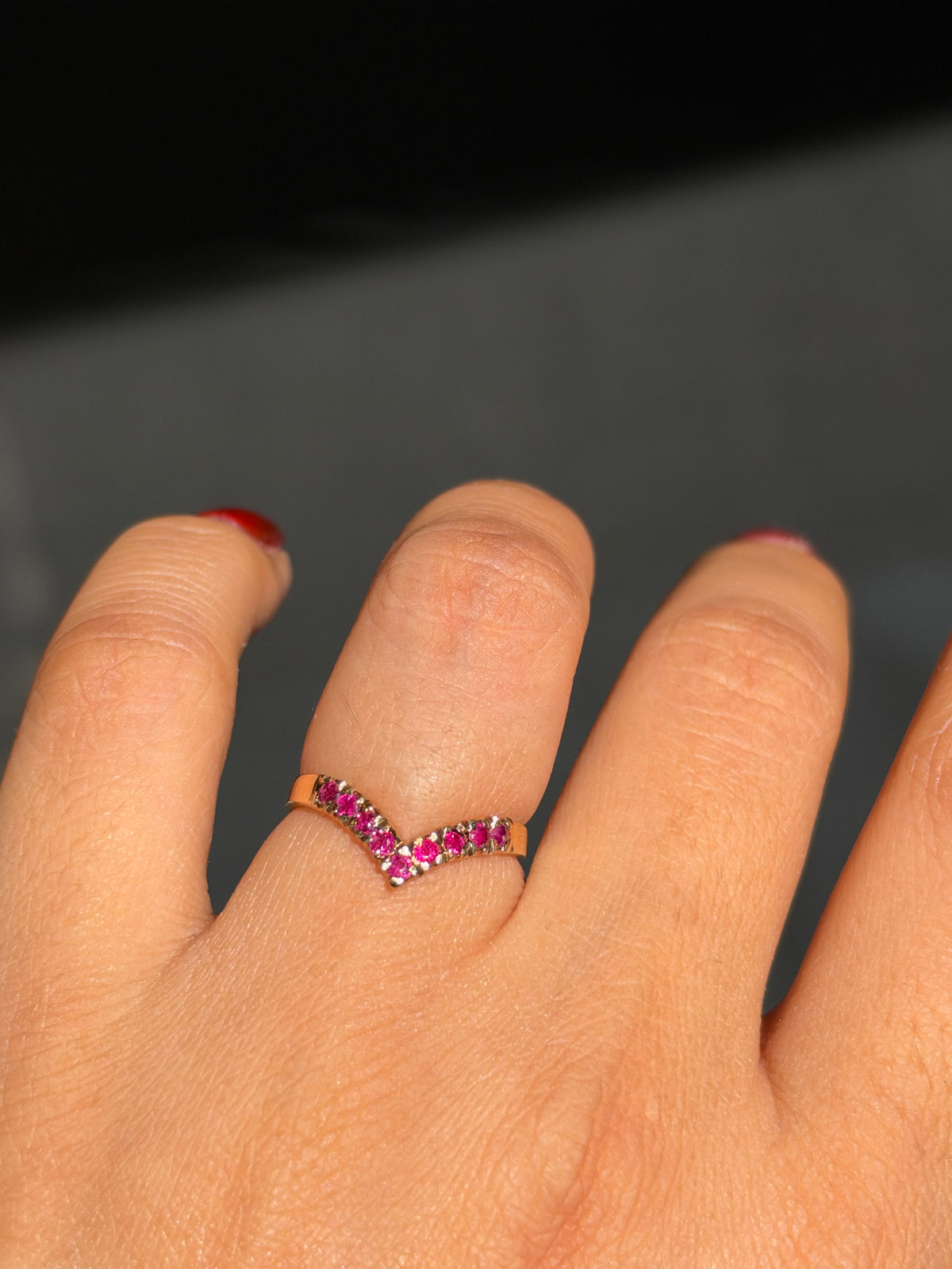 14k chevron ruby band
