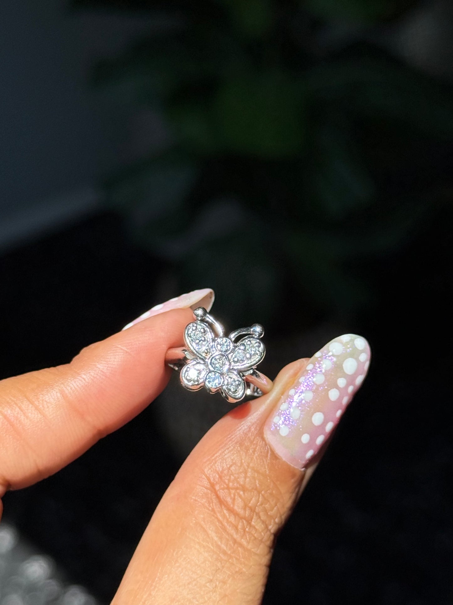 14k white gold Diamond butterfly ring
