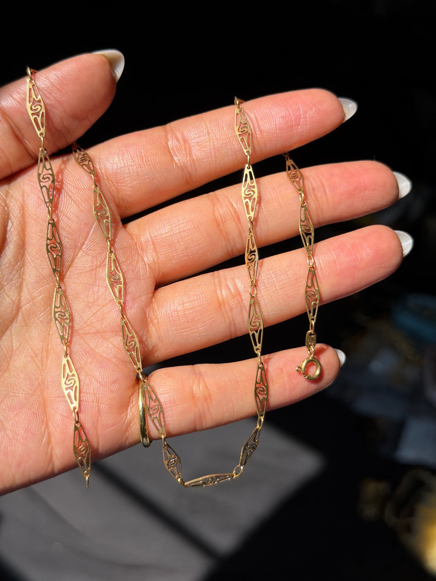 vintage 18k Italian filigree link chain