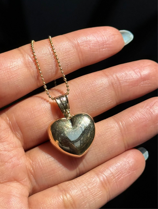 14k double side yellow gold puffy heart charm