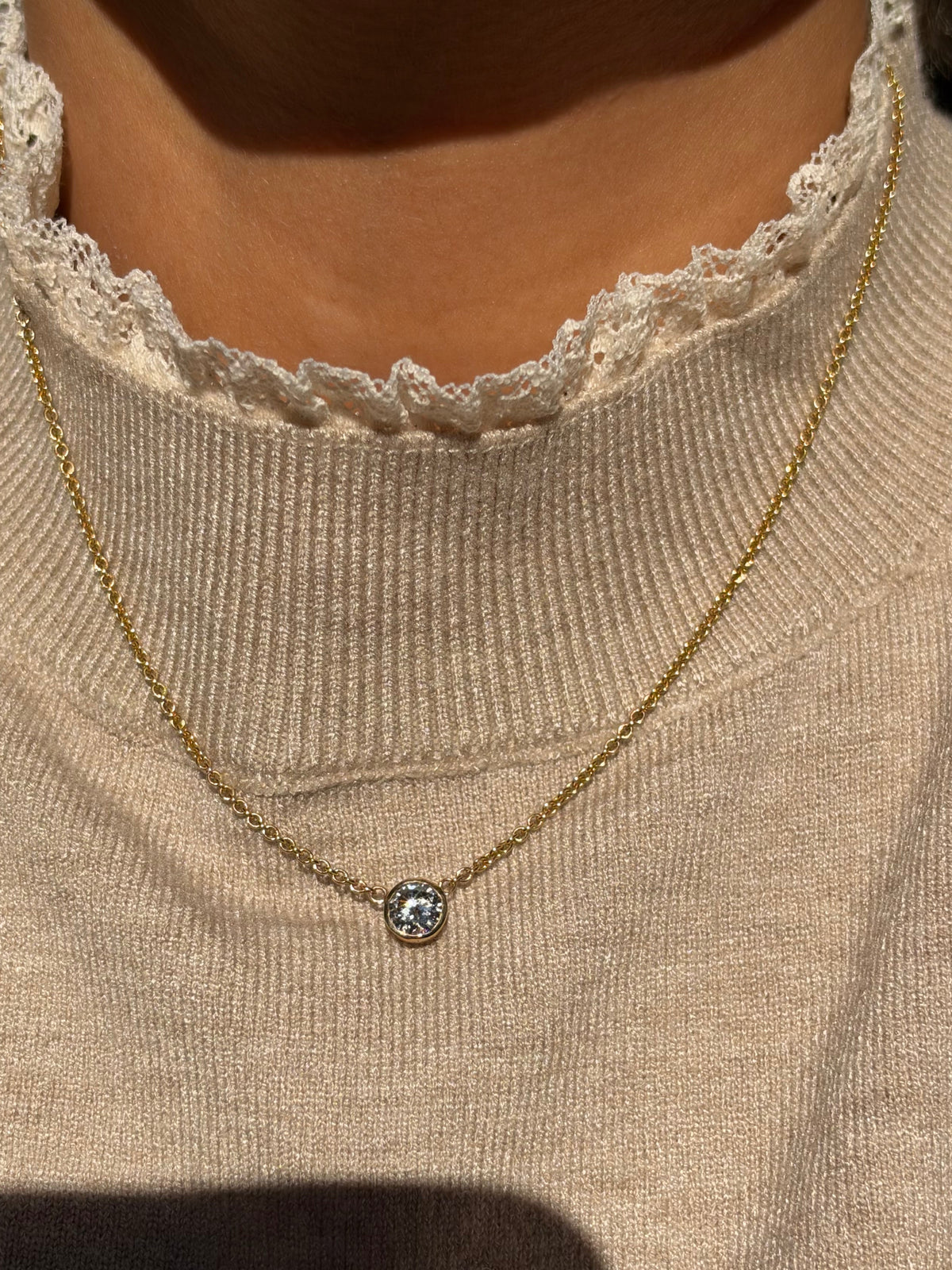 14k 1.5ct moissanite solitaire necklace