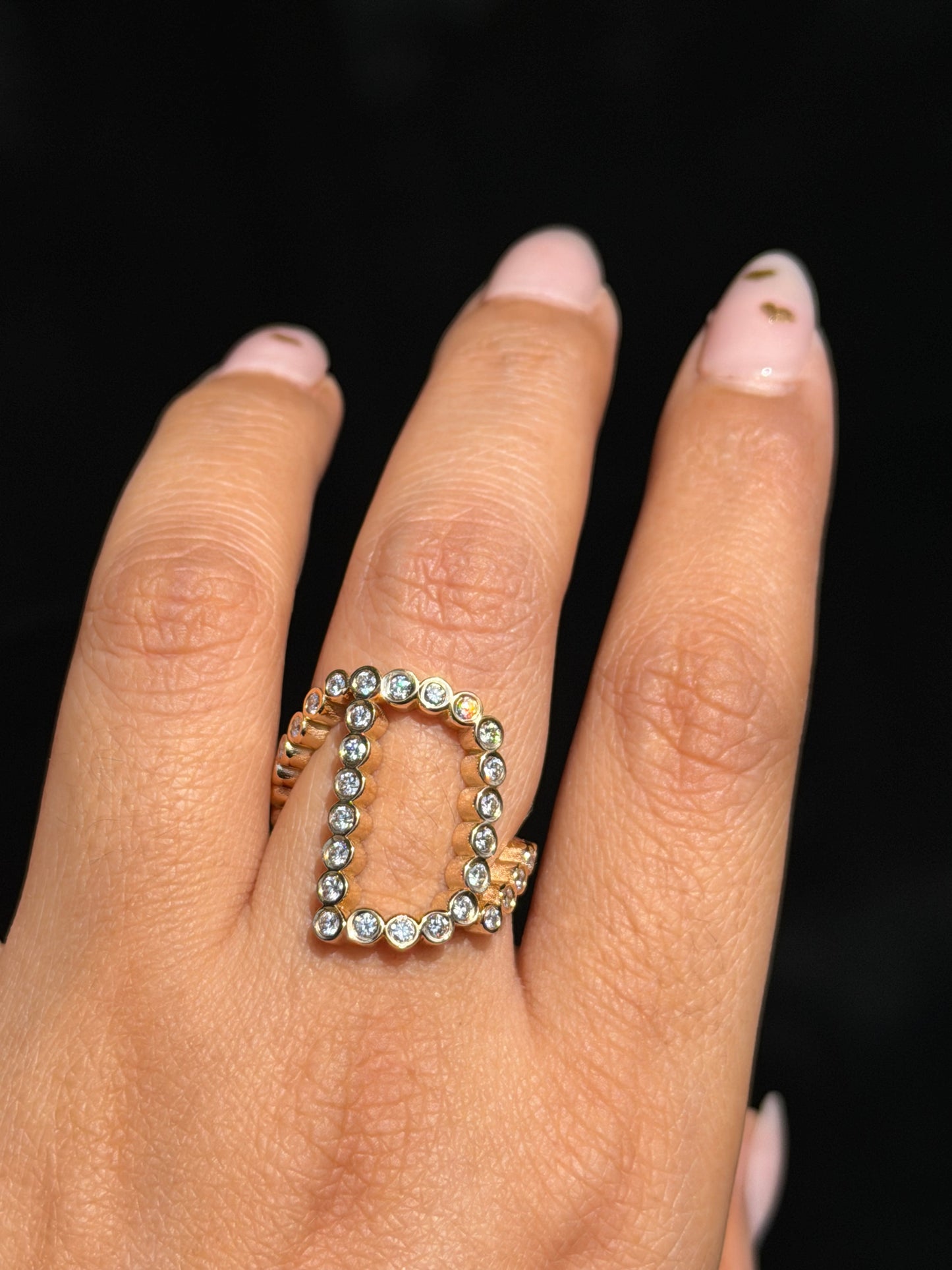 14k 1ct diamond initial D Ring
